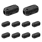 10個セット クリップ式ノイズフィルター（3.5mmフェライトコアチョークリング）RFI/EMIノイズ抑制ケーブルクリップ