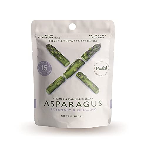 Poshi Asparagus Vegetable Snack | Rosemary + Oregano | Keto, Vegan, Paleo, Non Gmo, Low Carb + Calorie, Gluten Free, Marinated + Steamed Cuts, Gourmet, Healthy, Natural (10 Pack, 1.34 Oz) #TOP28