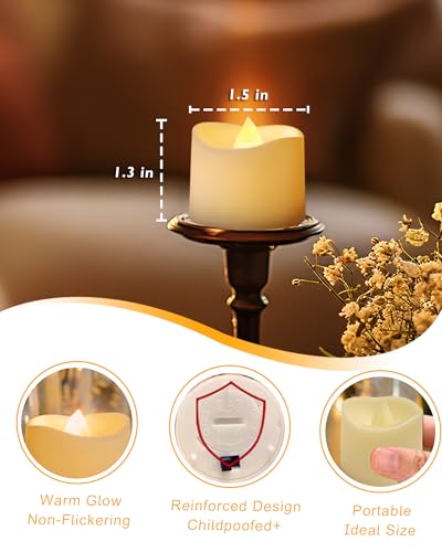 Image of Homemory 12 /24 /50 /100 /150 Pack Battery Operated Tea Lights Candles Bulk, Flameless LED Lights, Last 100H, Non-Flickering, for Wedding, Aniversary, Halloween, Christmas Funeral Decoration, 100-Pack