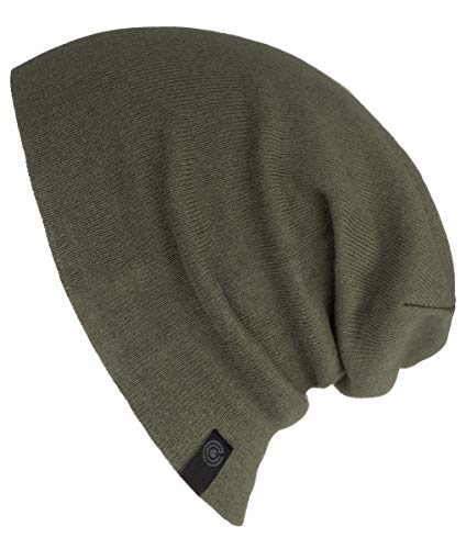 Evony- Warm Slouchy Beanie Hat - Deliciously Soft Daily Beanie in Fine Knit - Army Green One Size