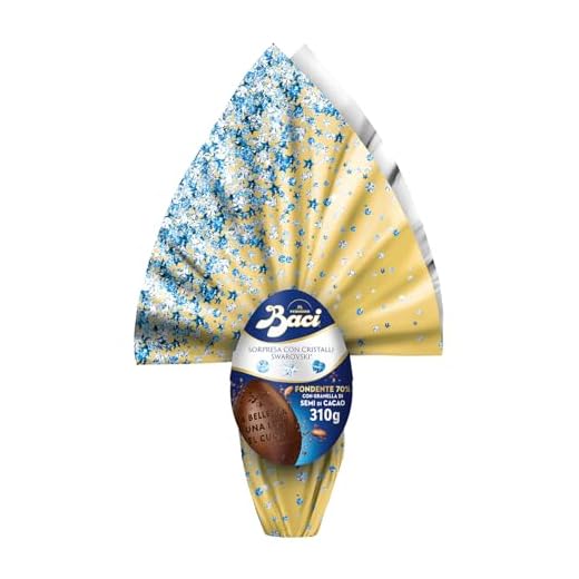BACI PERUGINA Uovo di Pasqua 2026 Cioccolato Fondente 70% con Sorpresa Swarovski e 4 Cioccolatini 310g