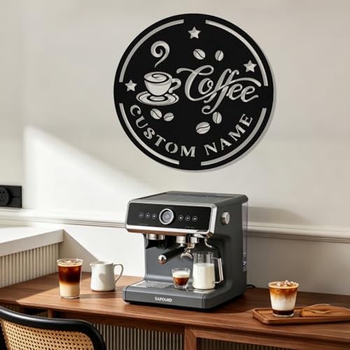 Image of Personalized Coffee Metal Sign, Custom Coffee Bar Signs, Custom Name Signs for Cafe Station, Coffee Wall Art Decor for Kitchen, Cafe Shop Decor, Cafe Lover Gift