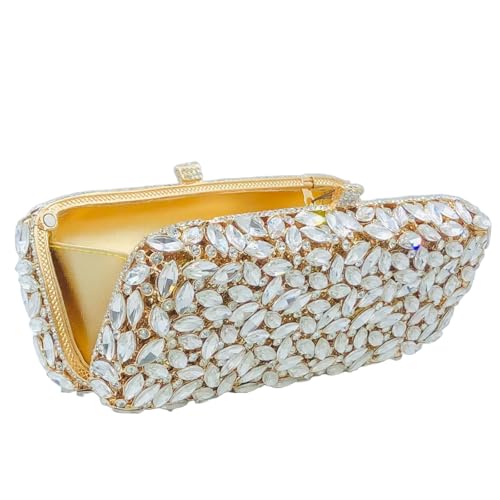 Image of Boutique De FGG Women Crystal Clutch Bag Minaudiere Box Handbag Party Prom Rhinestone Clutch Purse Wedding Bag, Mini