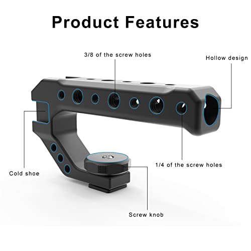 UURig R005 Camera Top Handle Grip, Ergonomic Handle with 3 Cold Shoe for Sony A7III to Mount Microphone, LED Light, Monitor - Thumbnail 3