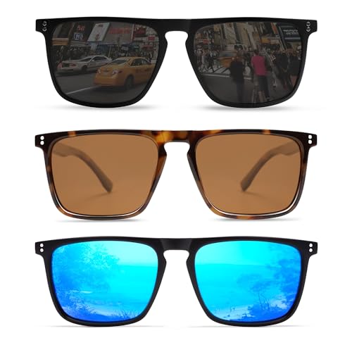 Image of VANLINKER Polarized Square Sunglasses for Men Women Dark Shades with UV Protection for Driving VL9748