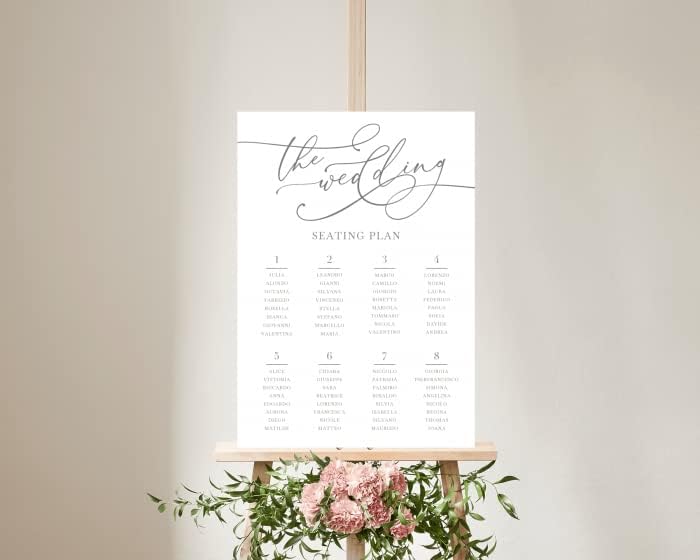 TABLEAU DE MARIAGE IN VARI MATERIALI (PLEXIGLASS) CON STAMPA U.V. AD ALTISSIMA QUALITÁ - Romantic Calligraphy - completamente PERSONALIZZABILE (PLEXIGLASS 50X100 CM)