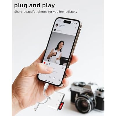 USB C Lightning to SD Card Reader(3in2)USB OTG Adapter Micro SD TF Digital Camera Memory Photo Transfer for iPhone 16 15 14 Pro Max for iPad Macbook Computer Storage Flash Drive Compatible for Samsung