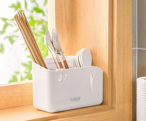 箸立て はしたて 箸置き 箸入れ スプーンラック フォーク収納 おしゃれ キッチン収納 キッチンツールスタンド (ホワイト)