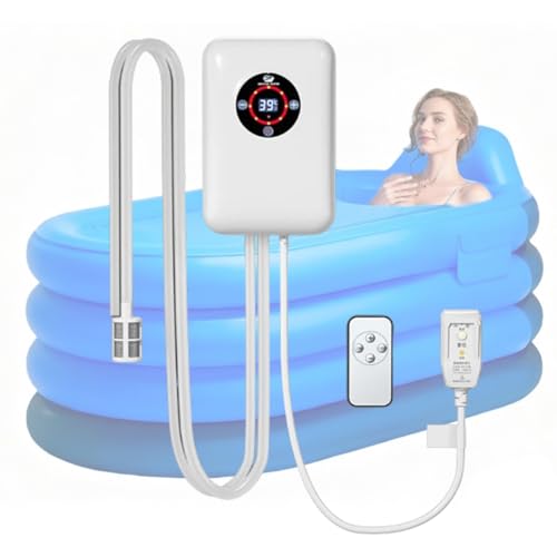 VCYEX Tauchsieder mit Thermostat Warmwasserbereiter Für Badewanne Faltbar Erwachsene Mit Konstanter Temperaturregelung Von 30–43 °C, Für Badewanne White,8.6 * 5.8 * 2.9 Inch