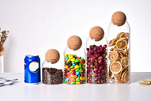 Saphalton 550Ml/18Oz Round Cork Glass Bottle Sealed Jar Nut Storage Jar Coffee Bean Jar Round Transparent #TOP5