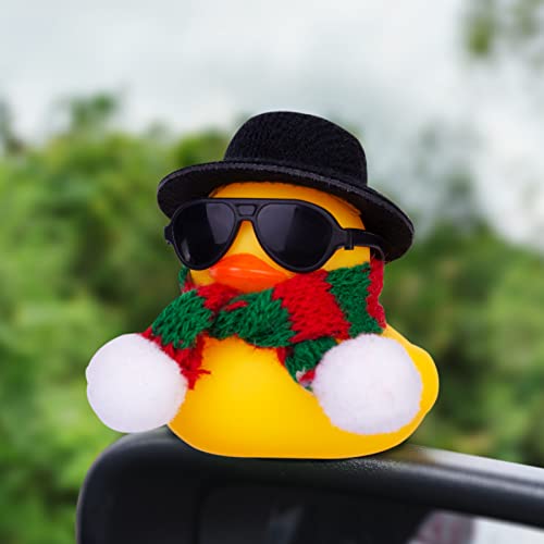Image of Rubber Duck Car Ornaments 2Pack Winter Duck Car Dashboard Decorations for Christmas Decor and Home Decorations with Mini Hat Scarf and Sunglasses(B)