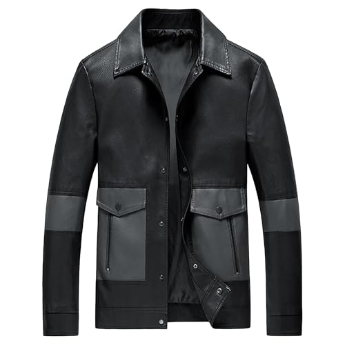 Chaqueta Bomber de Cuero para Hombre Slim Fit miniatura 1
