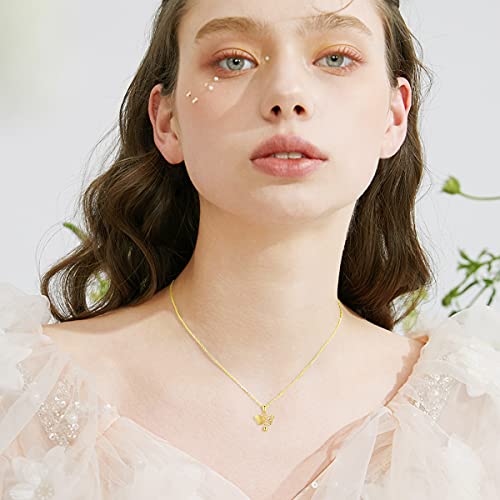 Sisgem Solid 18K Gold Butterfly Necklace For Women, Real Gold Heart Butterfly Pendant Jewelry Anniversary Christmas Gift For Her, Mom, Wife, Girls #TOP4