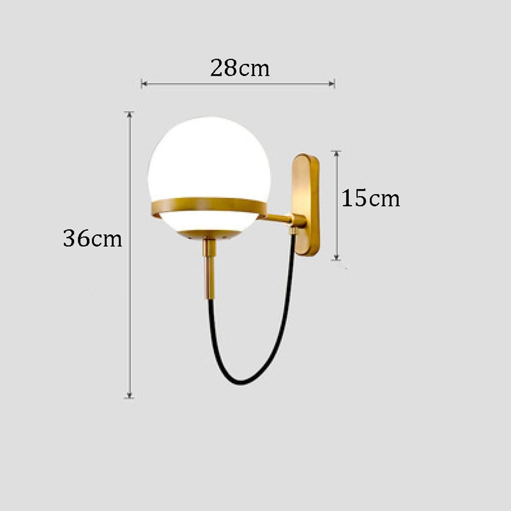 Genérico Lámpara de Pared de Vidrio Moderna con Globo de Vidrio Arte de Hierro Cepillado Apliques de Pared Bolas Acabado Rústico para Dormitorio Baño Vestidor Iluminación Luz de Pared