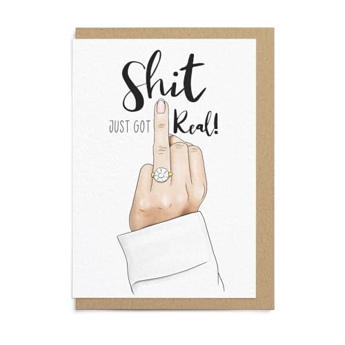 Sketchy Print Co - Funny Wedding & Engagement Card - It Just Got Real - For Friend or Fiancé