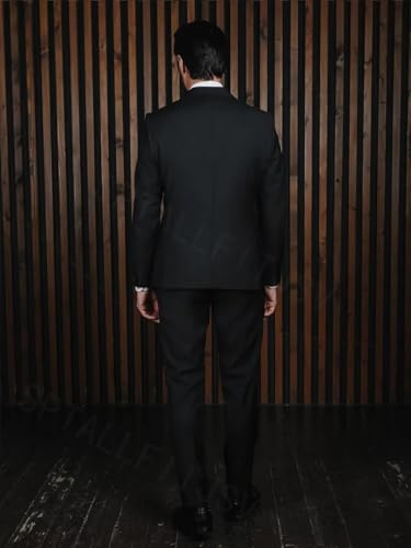 Men's Double Breasted Tuxedo with Satin Lapel, Jetted Pockets Sharp & Bold Formal Attire for Wedding Party4