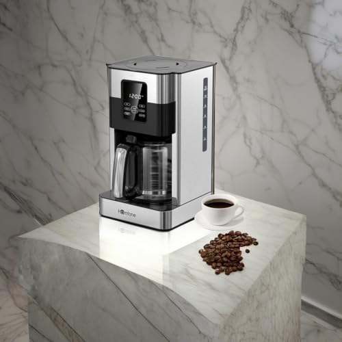 Homtone-Coffee-Maker-12-Cup-Programmable-Drip-Digital-Coffee-Machine-Brew-Strength-Control-Coffee-Maker-for-Hot-Coffee-Stainless-Steel-Anti-drip-Coffee-PotLCD-Touch-Screen-Reusable-Filter-1000W