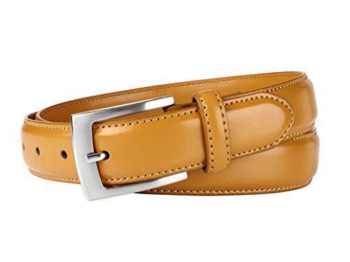 Sportoli Belts for Men Mens Belt Buckle Genuine Leather Stitched Uniform Dress Belt - Whiskey - Size 56 (Waist 54)2