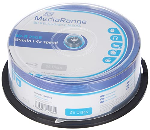 MediaRange MR503 BD-R Blu-ray Disc (25GB 4 x Speed, 25 Stück) 135 min.