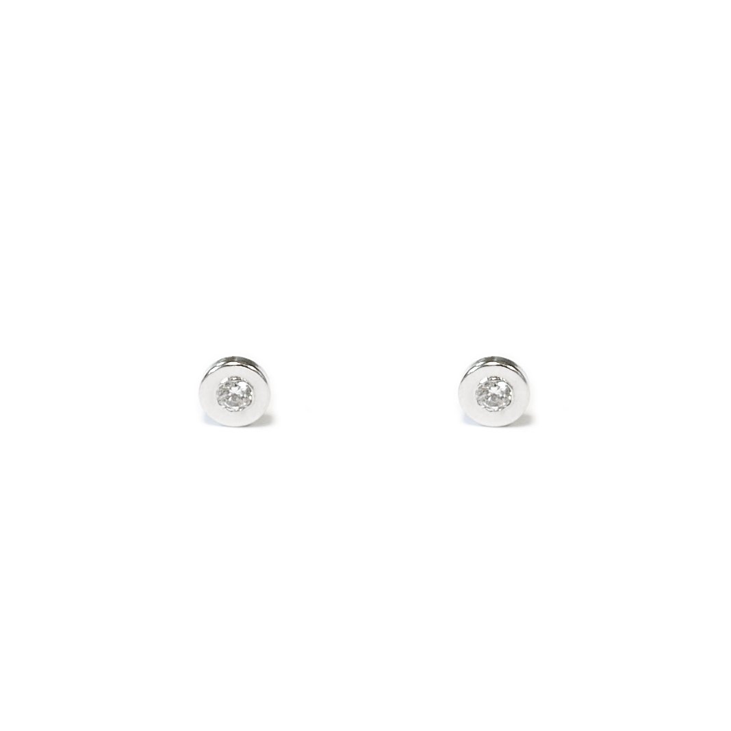 Mondepetit AG-2238 - Pendientes de bebe/niña plata Redondo con Circonita - Estuche Regalo