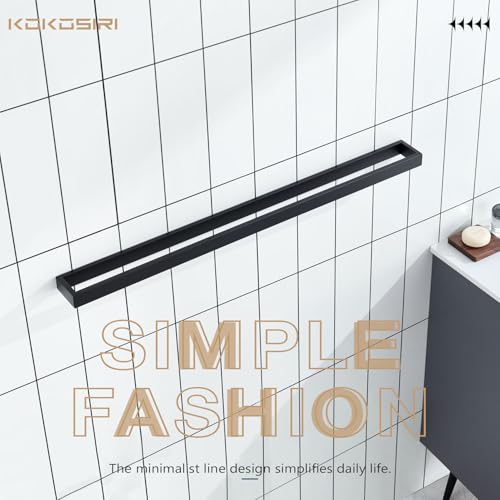 Image of KOKOSIRI Towel Bar Matte Black Bath Towel Holder 32-Inch Kitchen Rack Stainless Steel for Bathroom Hardware Wall Mounted, 1 Pack B4008BK-L32