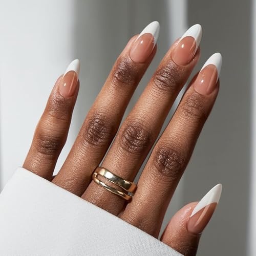 BTArtbox French Tip Press On Nails - Medium Press On Nails Almond...