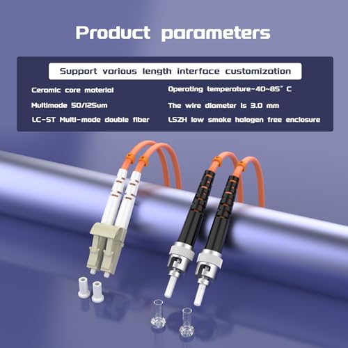 Image of 7.5Meters 25ft LC /UPC-ST /UPC Multi-Mode Fiber Optic Cable LC to ST OM1 Jumper Optical Patch Cord Duplex 62.5 /125um Orange LC-ST