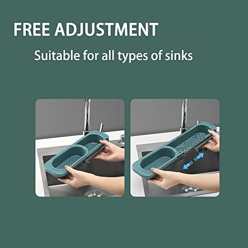 PANYI Sink Drain Telescoping Rack, Sink Storage Rack, Telescoping Sink Rack Expandable Storage Drain Basket, Sponge Ball Storage Rack - Stand Expandable Storage Drain Basket for Home Kitchen