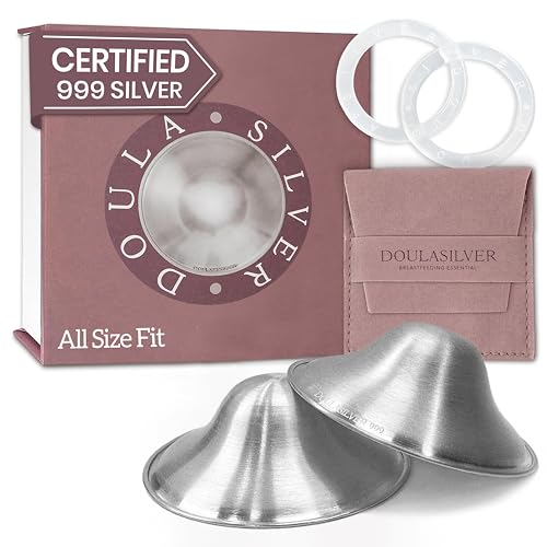 Image of DoulaSilver The Original Silver Nursing Cups - Nipple Shields for Breastfeeding - Nickel Free, Zero Irritation, Invisible and Lightweight - 999 Pure Silver Nipple Covers for Newborn Essentials