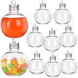 MAGICLULU 10Pcs Christmas Drink Balls, Fillable Booze Balls Ornament Clear Plastic Xmas Tree Ornaments for Drinks Water Candy Party Decoration Silver 150ML