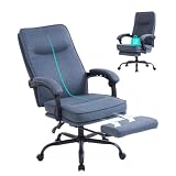 MZLEE Sedia da ufficio con poggiapiedi, ergonomica, con braccioli imbottiti e reclinabile, in tessuto, per casa, ufficio, giochi (blu navy, 150 kg)
