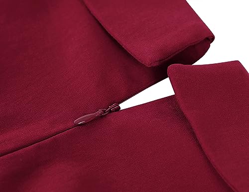 Muxxn MX-8118-BURGUNDY-M Womens Sheer Button Up Sheath Slim Wear To Work Pencil Midi Office Dress thumb #5
