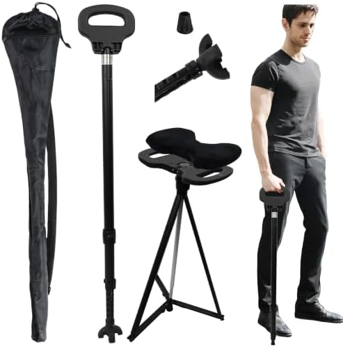 ALEVMOOM Baston Silla Plegable para Mayores y Adultos, Bastón con...