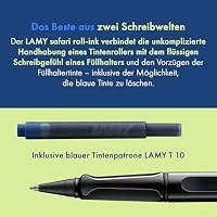 Lamy safari roll-ink black Tintenpatronenroller – zeitlos klassischer Stift mit ergonomischem Griff & Strichbreite M - Gehäuse aus robustem ASA-Kunststoff – inkl. Tintenpatrone T10 blau – Ansicht 4
