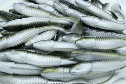 5' Inch Reel Shad Paddle Tail Swimbaits Soft Plastic Fishing Lures for Bass and Walleye (8)