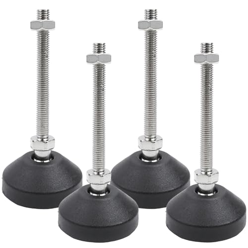 Image of M8x80mm Leveling Feet, 4 Inch Height & 880 lb Capacity, Heavy Duty Adjustable Swivel Furniture Glides, Threaded Rubber Feet Levelers for Table, Shelves, Workbench, Cabinet, Machine, 4Pcs