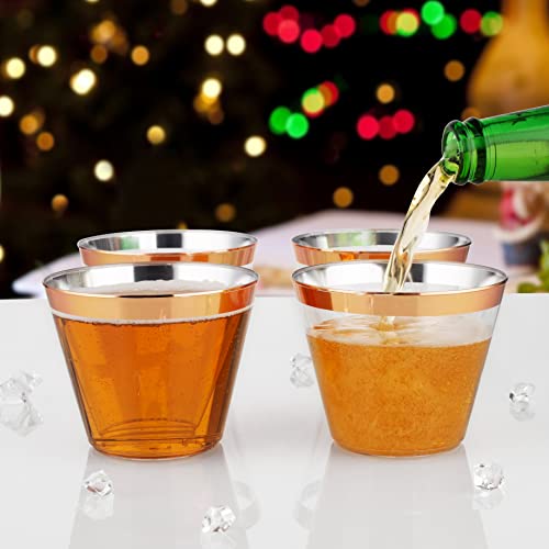 Prem-Qual 150 Rose Gold Cups Disposable - 9Oz Rose Disposable Cups, Rose Gold Party Cups, Plastic Cups For Party, Rose Gold Party Decorations, Disposable Cups For Wedding, Cocktail Or Thanksgiving #TOP5