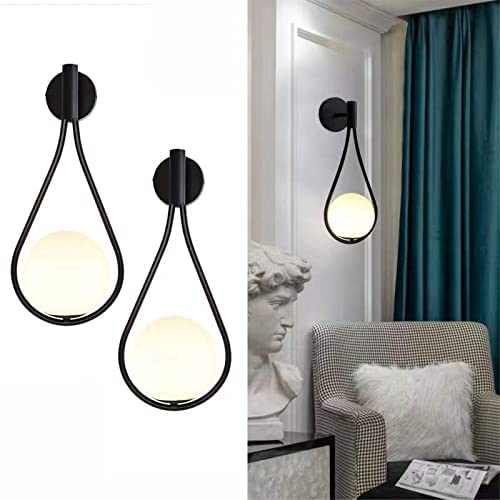 HXYSXHJUO Modern Glass Wall Lamp Black Mounted Sconces,Mid-Century Bedroom Bedsides Water Drop Light Home Decoration