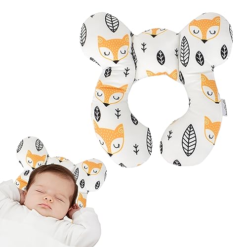 Almohada de Viaje para Bebé, Almohada de Soporte para Cabeza y Cuello para Asiento de Coche, Reposacabezas Suave Almohada Protectora para Dormir...