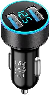車載充電器 2ポート シガーソケット USB C & USBA カーチャージャー PD 20W+QC3.0 急速充電 電流自動識別 車の電圧測定 LEDデジタルディスプレー搭載 2台同時充電 多重保護 12～24V車対応 for iPhone & android & for IQOS 対応 (2ポート USB A 3.1A)
