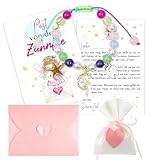 Fourindo Zahnfee Geschenke Mädchen, Zahnfee Postkarte, Zahnfee Perlenarmband, Schutzengel Zahn Verloren Geschenke, Milchzahn Bunt Armbänder für Geburtstag, Taufe Oder Weihnachten