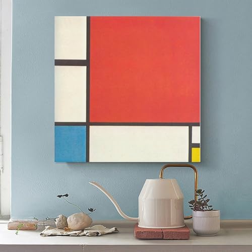 Toile Piet Mondrian rouge bleu jaune pour réveiller un mur blanc avec style 40x40 - 2