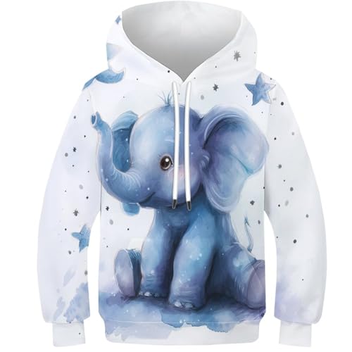 Sweat éléphant 3D pour enfant de 8 à 10 ans avec grande poche et capuche