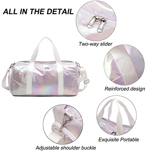 Zhierna Sports Gym Dance Bag For Women Girls, Shimmery Waterproof Duffle Travel Bag With Shoes Compartment And Wet & Dry Pocket (Green) #TOP6