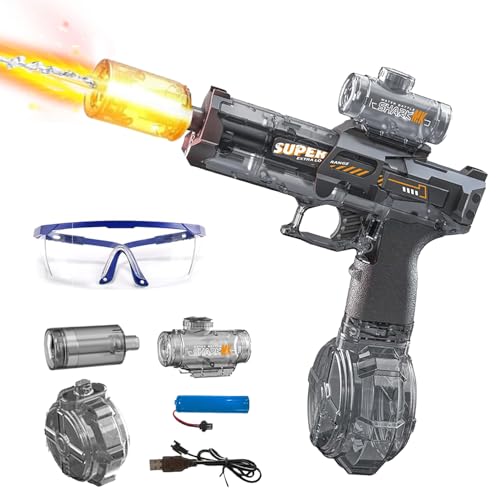 Pistola de Agua Eléctrica para Niño Adulto,Pistola de Agua Eléctrica con luz LED,Juguete para Piscina, Verano y Fiestas en La Playa (Negro)