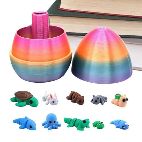 Huevos de Pascua Impresos - Juguetes Anti Estrés Prellenados Con 10 Animales,Huevos de Pascua con Animales - Para Rellenar Canastas Infantiles Regalos de Fiesta Cumpleaños Navidad y Decoración
