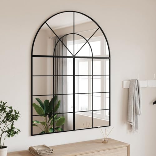 Gecheer Specchio da Parete Nero 100x130 cm Arco in Ferro,Specchio con Cornice,Specchio a Muro da Bagno Moderno,Specchio da Parete Rettangolare,Specchio Bagno Specchio Contenitore,P3200613