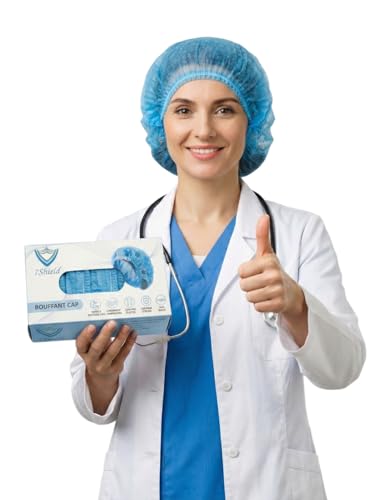 Image of Disposable Bouffant Caps for Women & Men | Non Woven Hair Net Cap | Elastic Head Cover for Hospital, Kitchen, Food Industry, Spa & Salon Use (Blue, PAck Of 50)