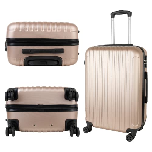 CONJUNTO DE MALA DE VIAGENS FIBRA RÍGIDA ABS 3 PÇS - P/M/G Cor:Dourado 8001