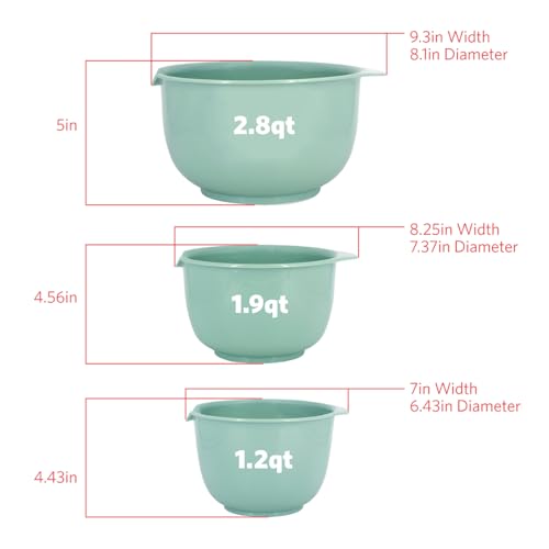 image for GLAD Mixing Bowls with Pour Spout, Set of 3 | Nesting Design Saves Spa